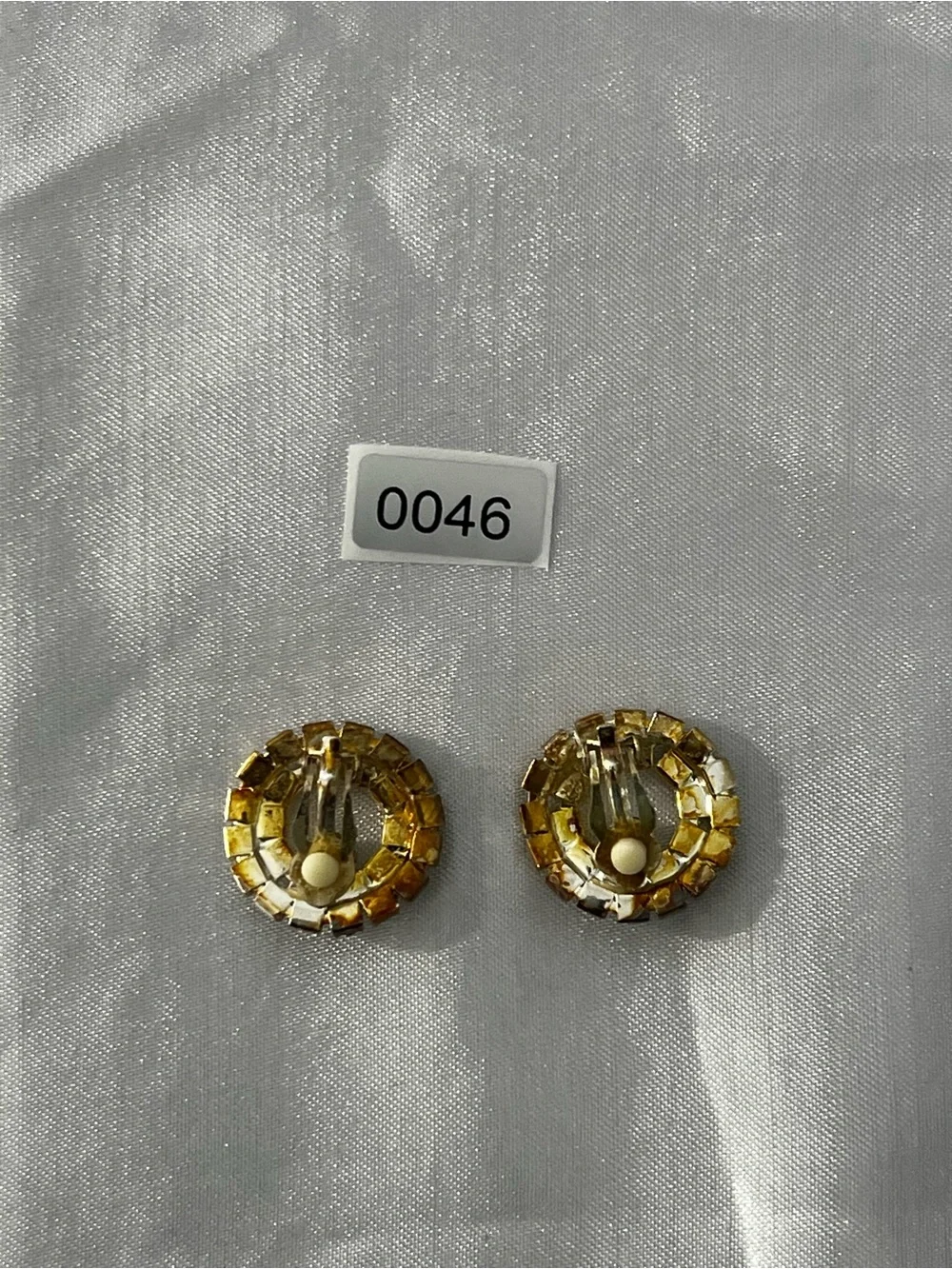 Gold-Tone Crystal Circle Clip Earrings - Clear